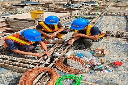 Earthing tape installation