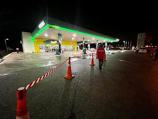 Night works at a fuel station